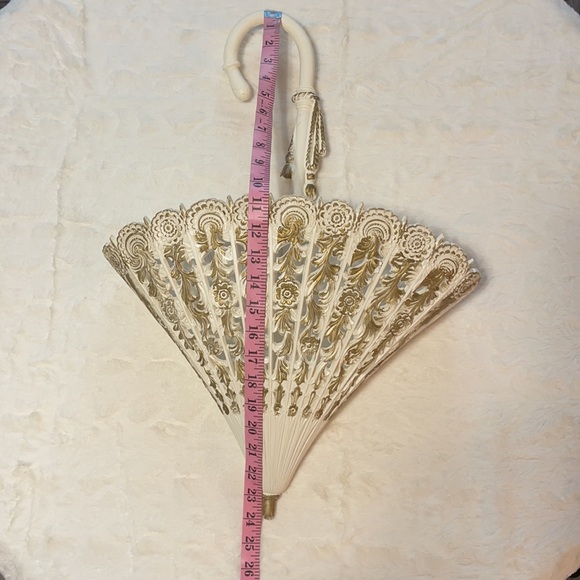 Vintage Syroco Style Victorian Parasol Umbrella MCM Wall Pocket/Planter Hanging - Picture 4 of 8